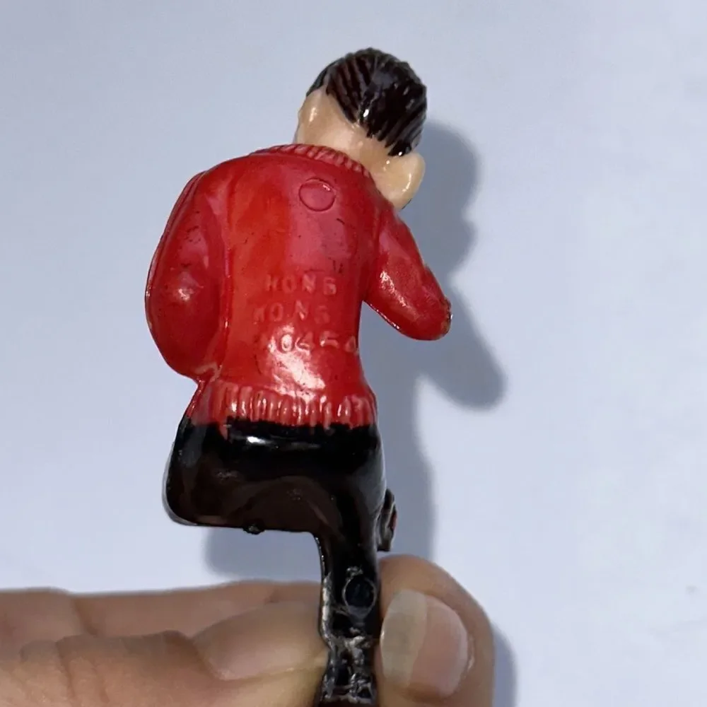 Two Vtg mid century hard plastic‎ boy & girl figures  on the phone cake toppers